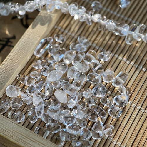 天然A级白水晶3*5mm有孔碎石手工diy串珠手链项链饰品配件材料S83