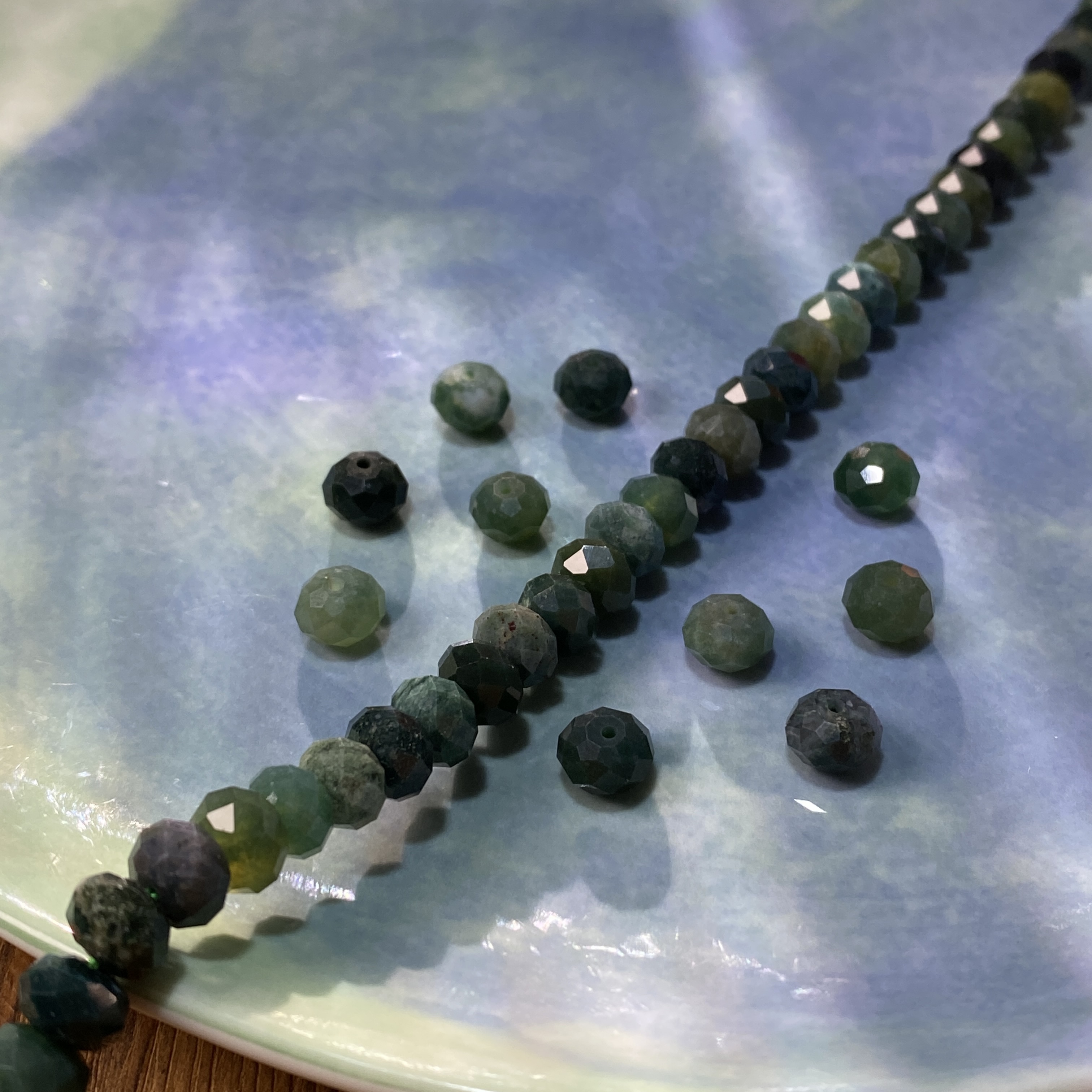 天然水草石5*8mm切面算盘珠散珠子手工diy串珠饰品配件材料X110