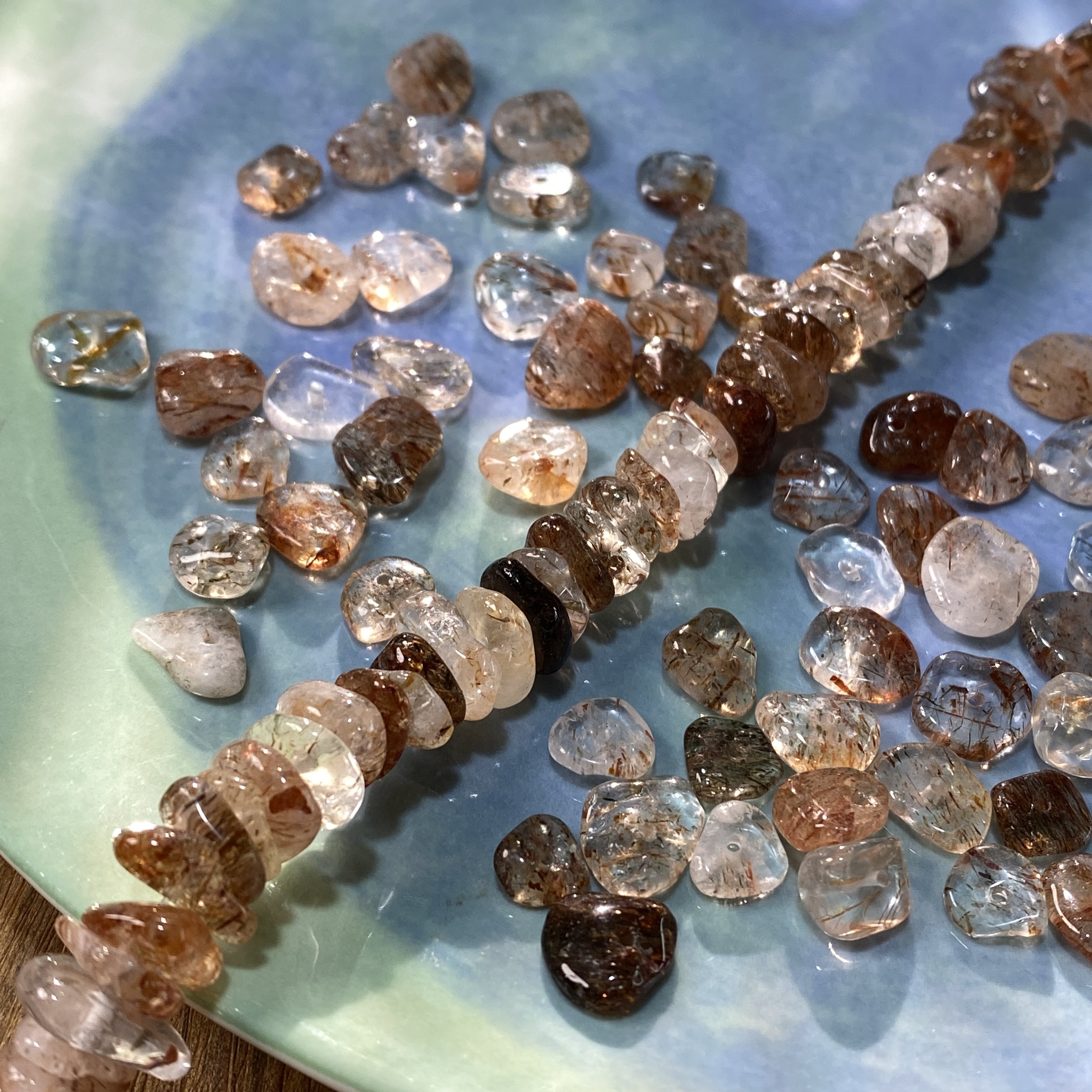 天然黑金超七9*4mm碎石隔片散珠手工diy串珠手链项链饰品配件S810