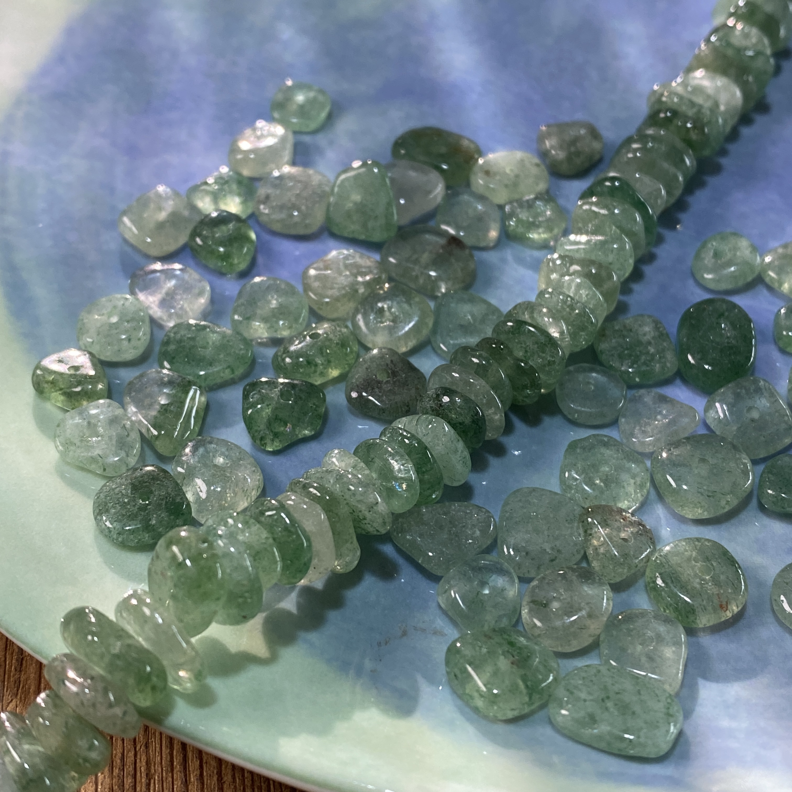 天然绿草莓8*3mm碎石隔片珠散珠手工diy串珠手链项链饰品配件S811