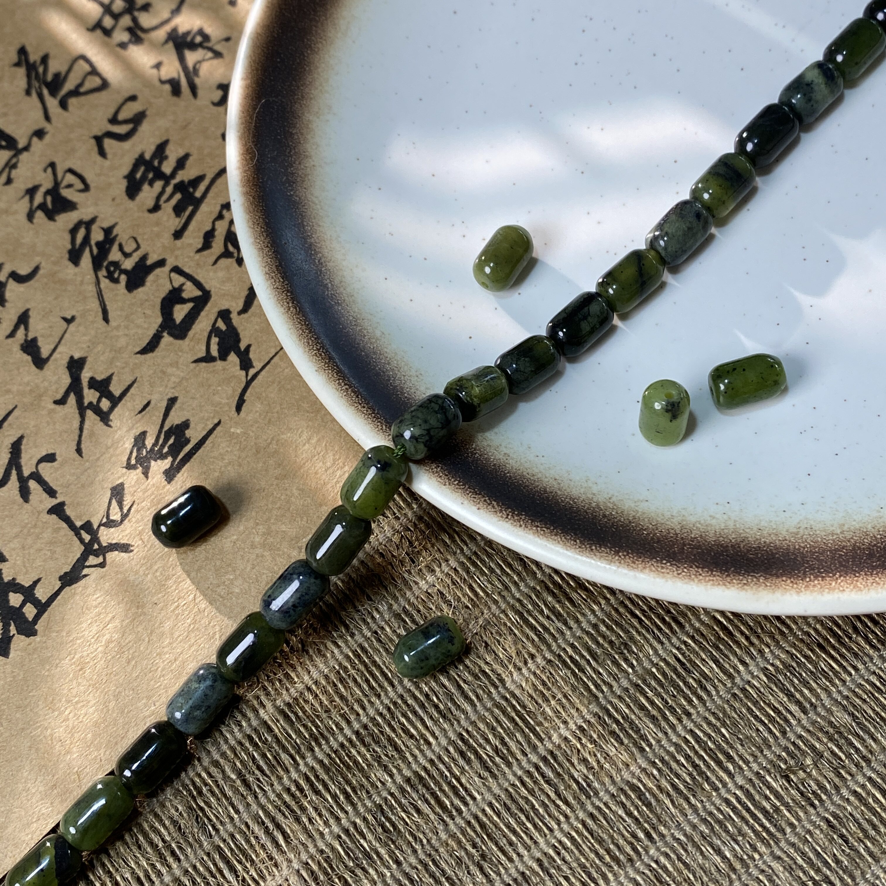 天然加拿大玉6*9mm桶珠散珠手工diy串珠手链项链饰品配件材料X740