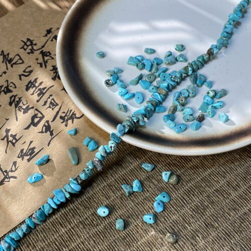 合成绿松有孔碎石3*5mm散珠手工diy串珠手链项链饰品配件材料S101