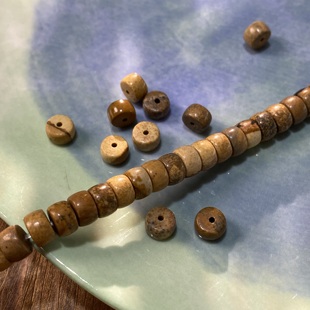 天然图画石4*7mm药片珠散珠手工diy串珠手链项链饰品配件材料S569