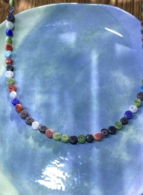 彩色棒棒糖琉璃7*2圆片珠散珠子手工diy串珠手链项链饰品配件S826