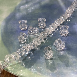 透明K9玻璃11 13mm立体小熊散珠手工diy串珠项链饰品配件材料X202