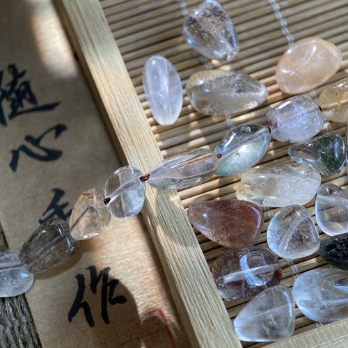 天然绿幽灵随形珠8*10mm异形珠diy串珠手链项链饰品配件材料S269