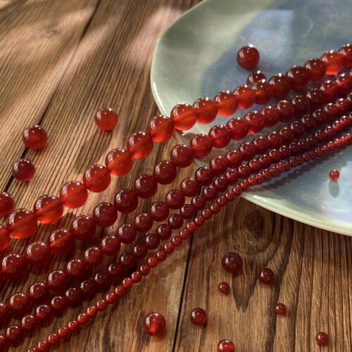 天然红玛瑙4-6-8-10-12mm散圆珠手工diy串珠手链项链饰品材料S308