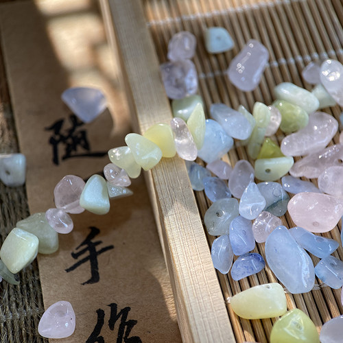 天然仿摩根石5*8mm有孔碎石手工diy串珠手链项链饰品配件材料S73