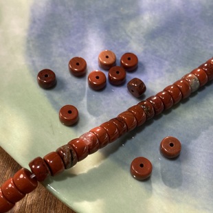 天然红石4*7mm药片珠散珠子手工diy串珠手链项链饰品配件材料S575