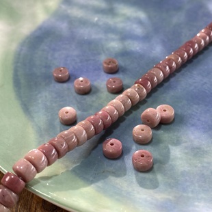天然红纹石4*7mm药片珠散珠手工diy串珠手链项链饰品配件材料S975