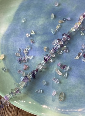 天然五彩萤石3*5mm有孔碎石手工diy串珠手链项链饰品配件材料S85