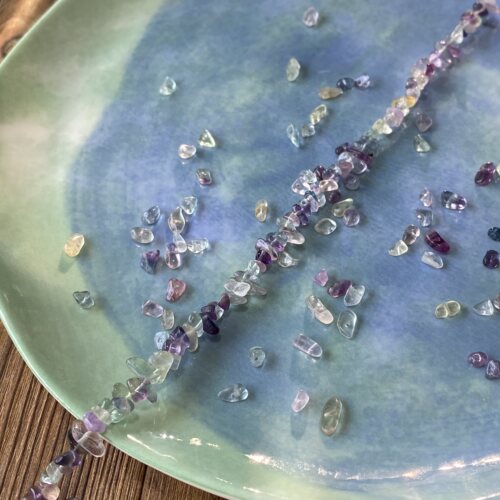 天然五彩萤石3*5mm有孔碎石手工diy串珠手链项链饰品配件材料S85