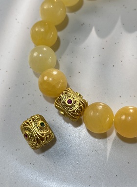 保色铜镀18K金镶嵌钻石镂空隔珠手工diy手链配珠饰品材料LH1571