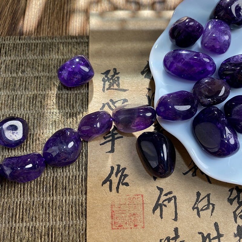 天然紫水晶随形珠10*15mm散珠手工diy串珠手链饰品配件材料S209