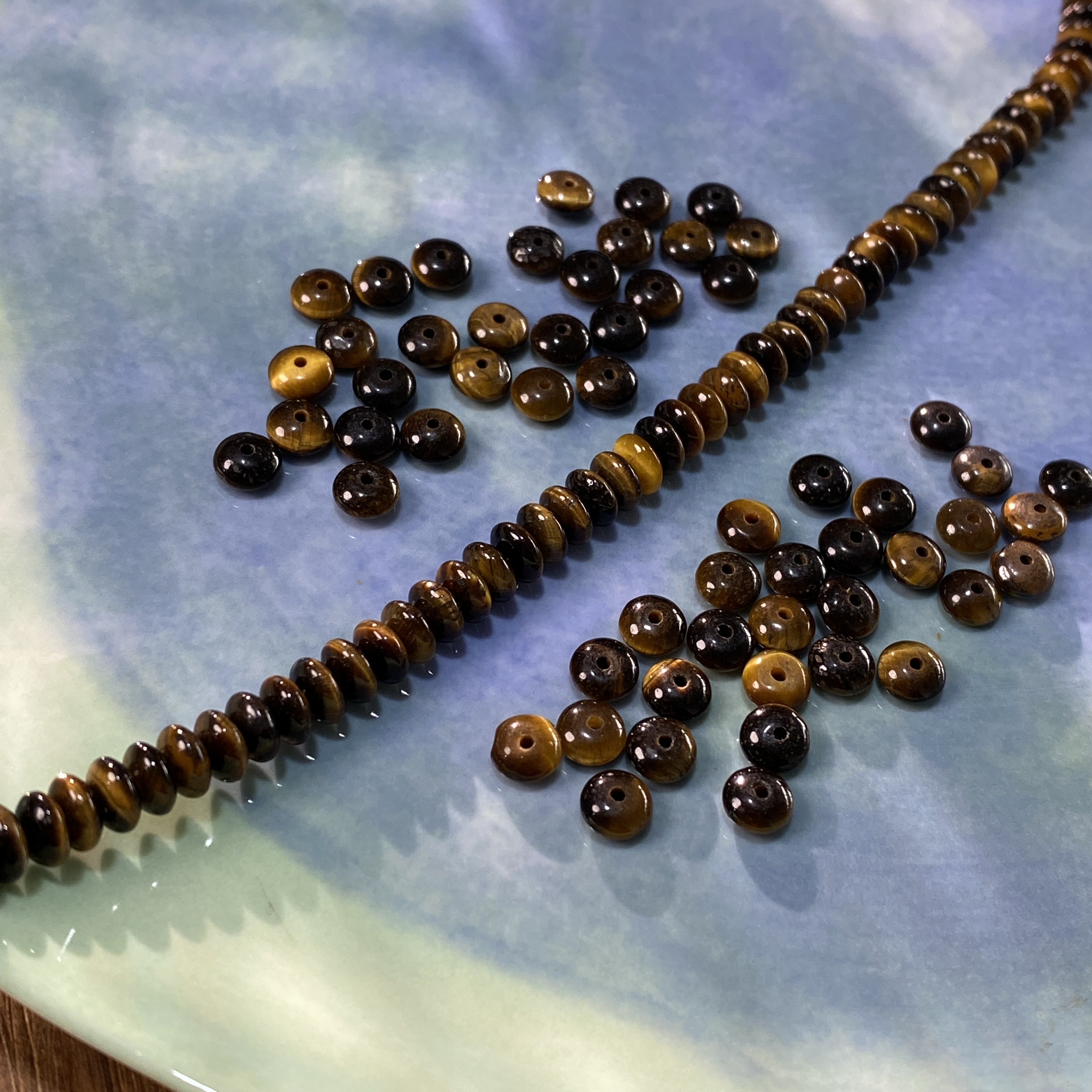 天然虎眼石3*6mm飞碟算盘珠隔片手工diy串珠手链项链饰品配件S451