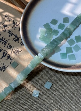 天然绿东陵8*3mm方形隔片珠手工diy串珠手链项链饰品配件材料X724