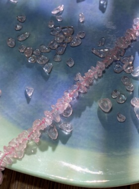 天然A级透粉水晶5*8mm有孔碎石手工diy串珠手链项链饰品配件S325