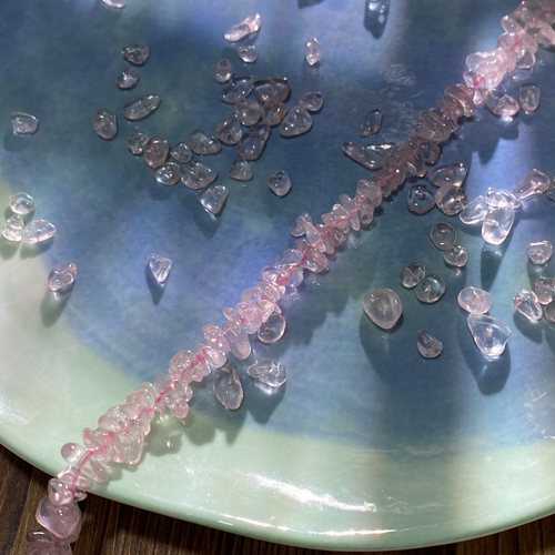 天然A级透粉水晶5*8mm有孔碎石手工diy串珠手链项链饰品配件S325