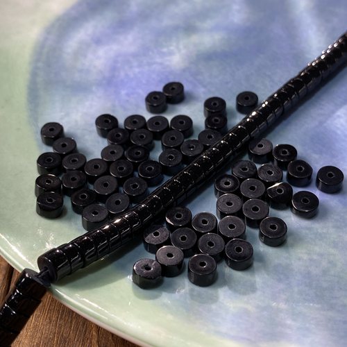 天然黑曜石6*3mm直切药片珠散珠手工diy串珠手链项链饰品配件X529