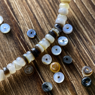 天然海贝黑蝶贝4mm隔片散珠手工diy串珠手链项链饰品配件材料S17