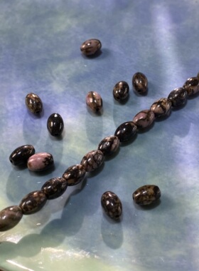 天然黑线红纹米珠桶珠6*9mm散珠手工diy串珠手链项链饰品配件S648