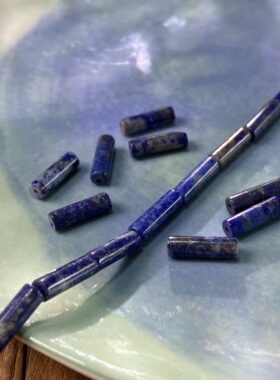 天然青金石4*13mm管珠散珠子手工diy串珠项链饰品配件材料X433