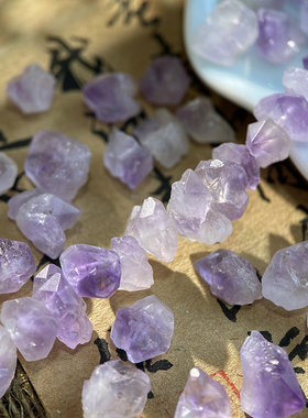 天然紫水晶原石碎石5-15mm散珠手工diy串珠手链项链饰品配件S227