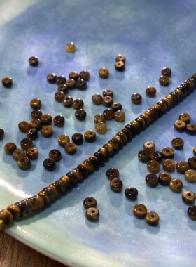 天然虎眼石4*2mm算盘珠隔片手工diy串珠手链项链饰品配件材料S969
