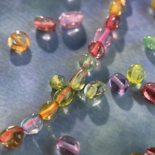 彩色爆花K9琉璃6*8mm随形珠手工diy串珠项链手链饰品配件材料S247