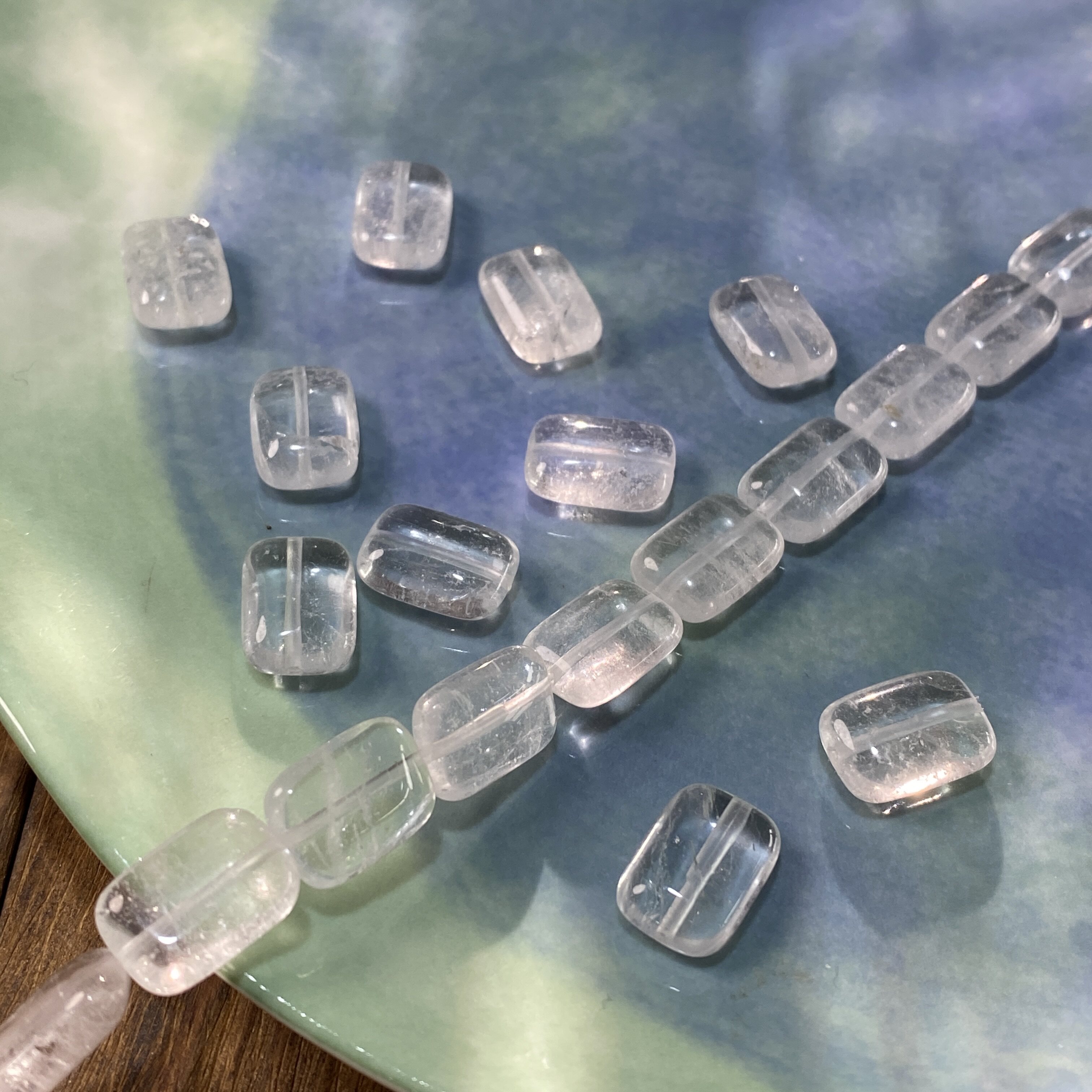 天然白水晶10*14无事牌散珠手工diy串珠手链项链饰品配件材料S630