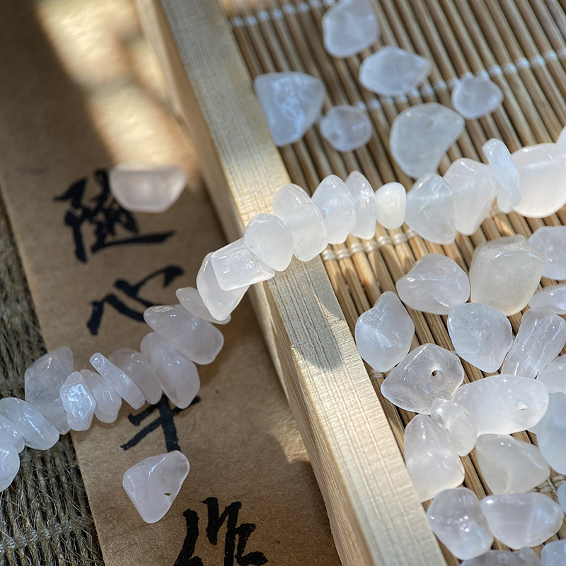天然汉白玉5*8mm有孔碎石手工diy串珠手链项链饰品配件材料S141