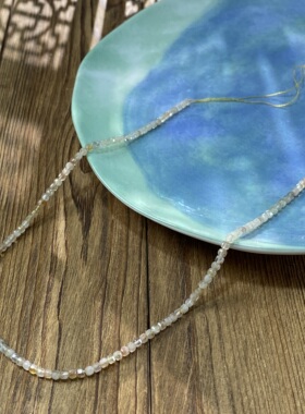 天然金发晶3mm切面方糖珠整串手工DIY串珠项链饰品配件半成品X378