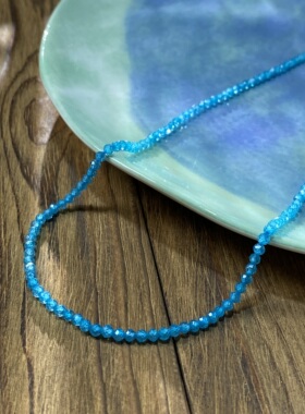 天蓝锆石3mm切面圆珠整串手工DIY串珠手链项链饰品配件半成品S501