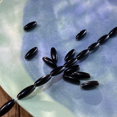 天然黑曜石6*16mm橄榄珠散珠子手工diy串珠手链项链饰品配件S544