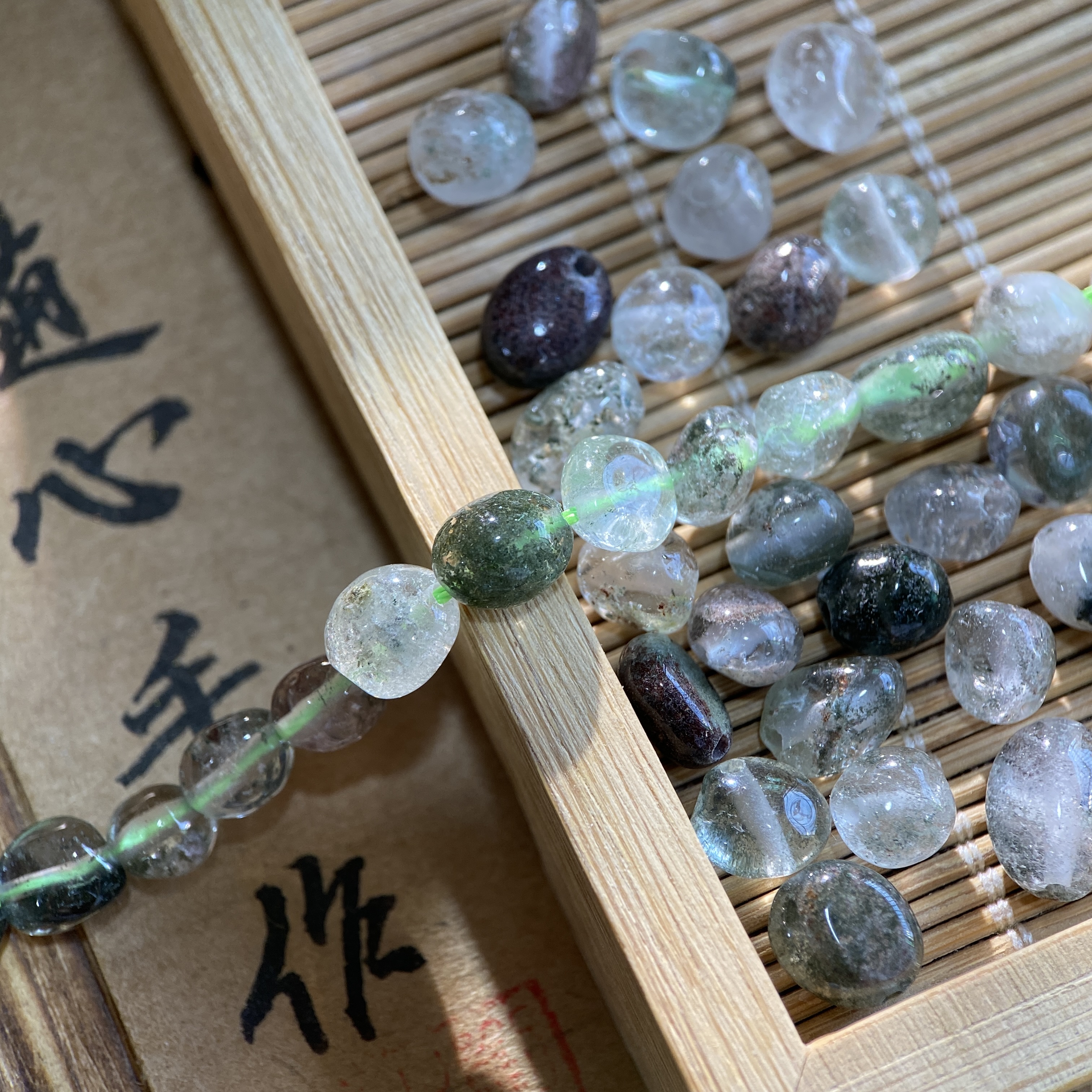 天然绿幽灵随形珠6*8mm异形珠子diy串珠手链项链饰品配件材料S176