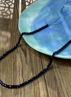 合成蓝砂4mm切面方糖珠整串手工DIY串珠项链饰品配件半成品X315