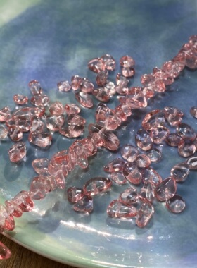 西瓜红烤色K9玻璃5*8mm有孔碎石串珠diy手工串珠饰品配件材料X22