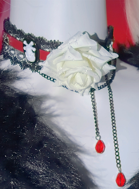 欧美巴洛克朋克红黑项圈