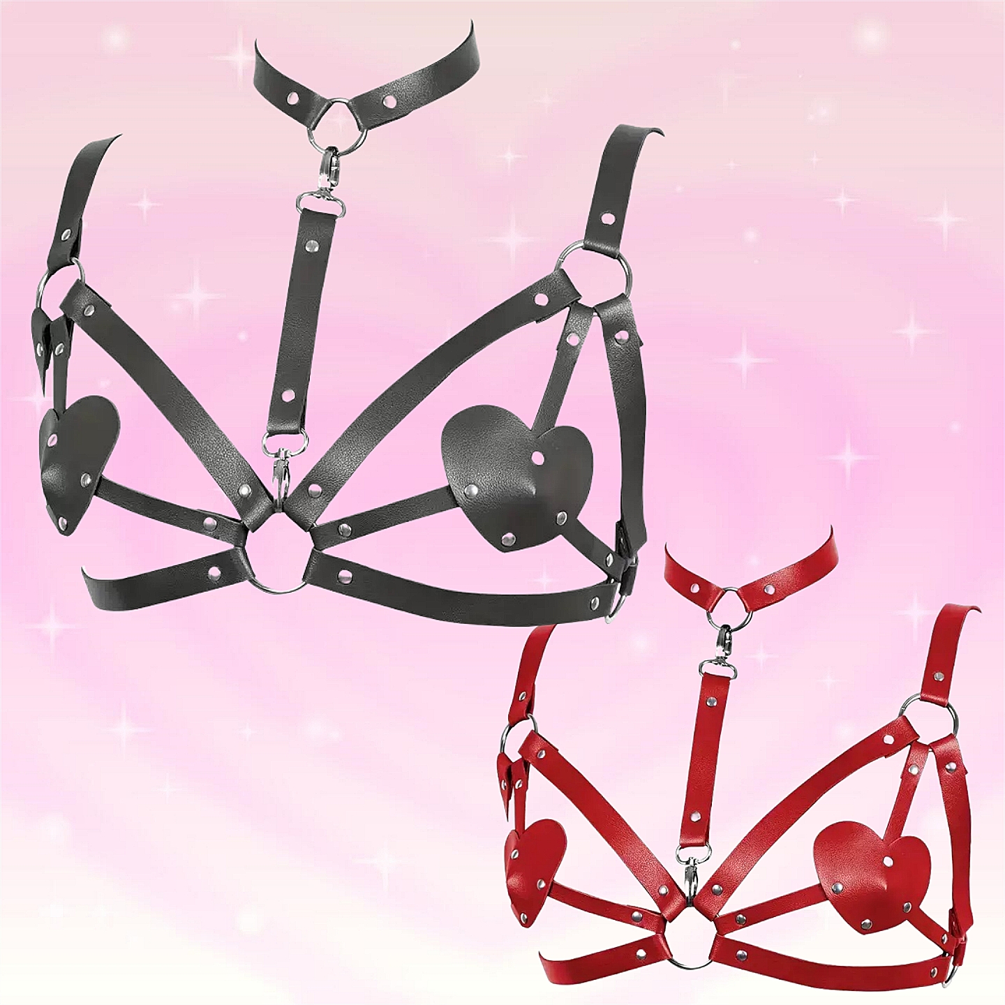 欧美爱心pu皮装饰身体带