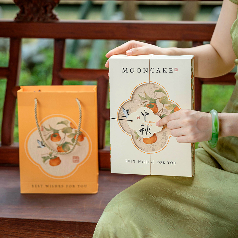 2025中秋月饼空礼盒送人手提加厚国风广式蛋黄酥烘焙6粒8批发定制