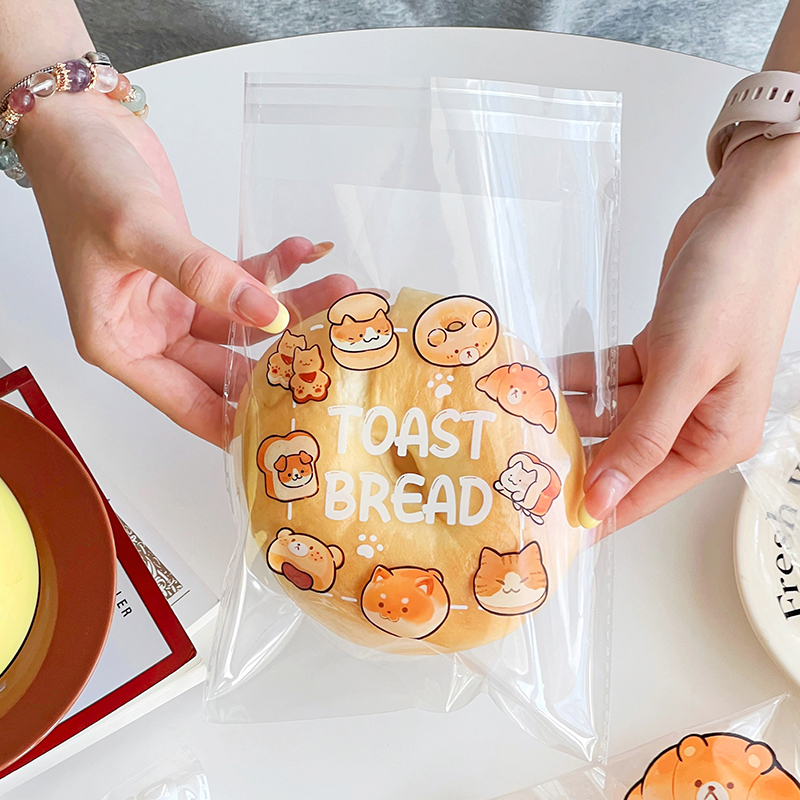 面包自封袋子粘装烘焙小饼干贝果甜圈吐司康加厚透明一次性打单独