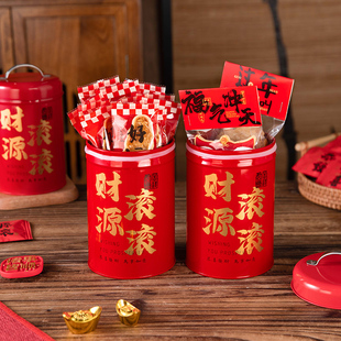 新年铁罐马口雪花酥太妃糖果曲奇饼干牛轧糯米船礼盒甜品打包装的