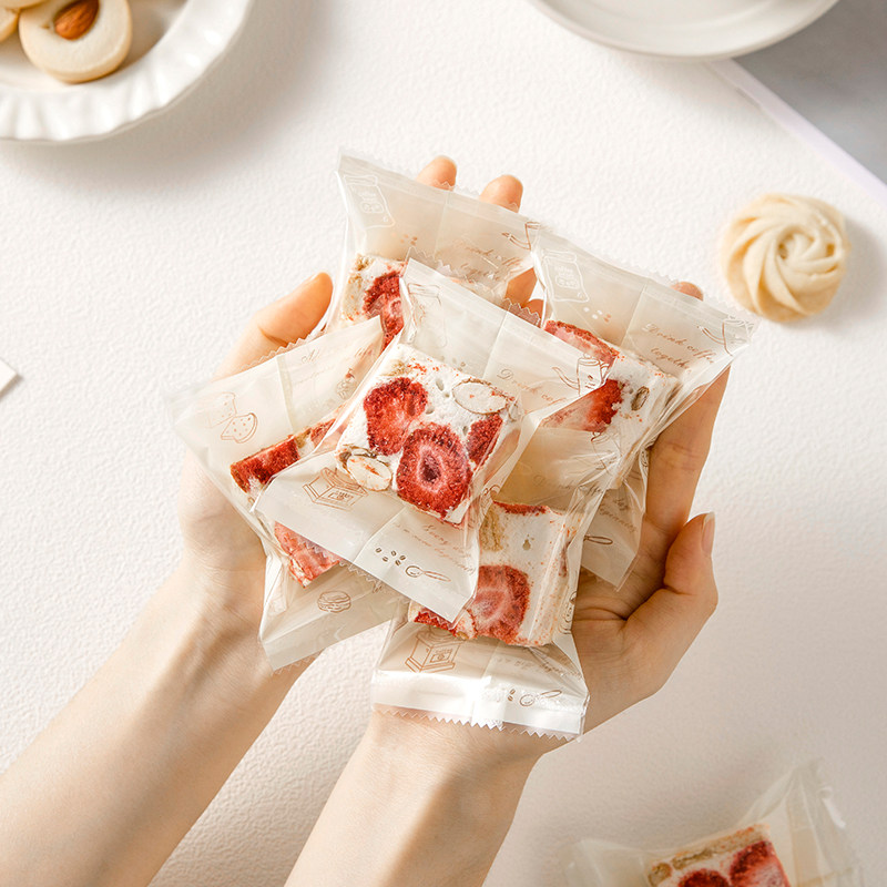 雪花酥包装袋机封专用2026新款牛轧糖饼干好看的高级感透明独立小