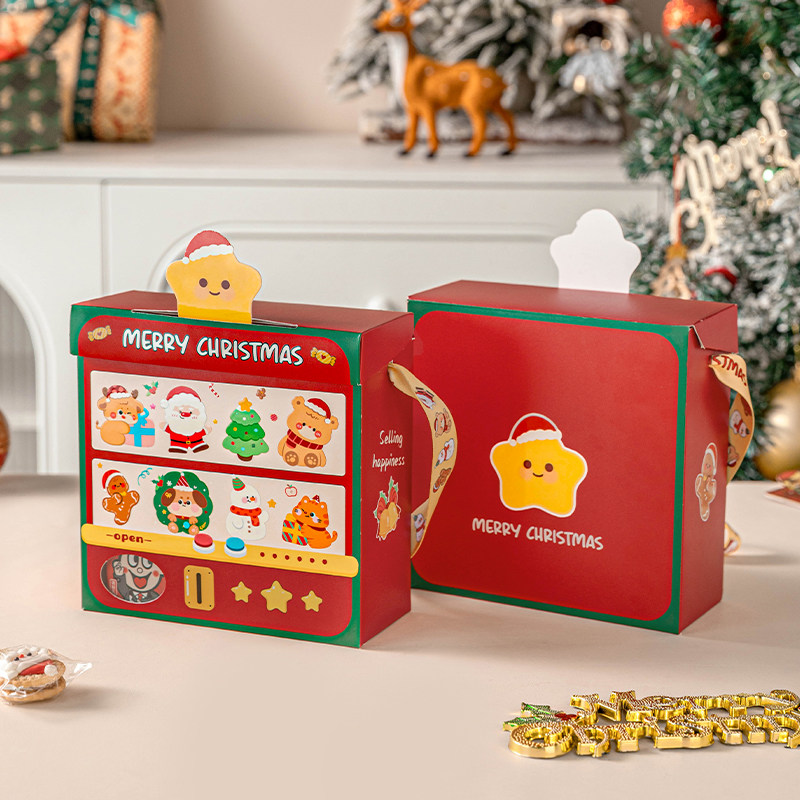 新款圣诞节空礼盒子手提送人礼物品创意可爱卡通儿童饼干包装烘焙