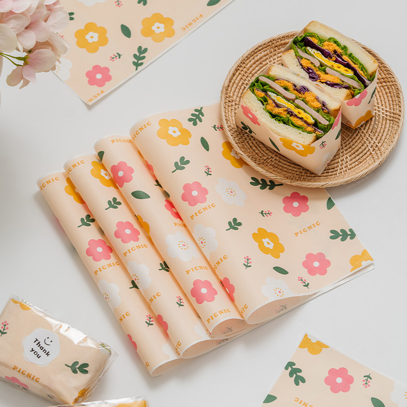 三明治包装纸食品级专用防油可微波饭团汉堡面包纸袋透明封口烘焙