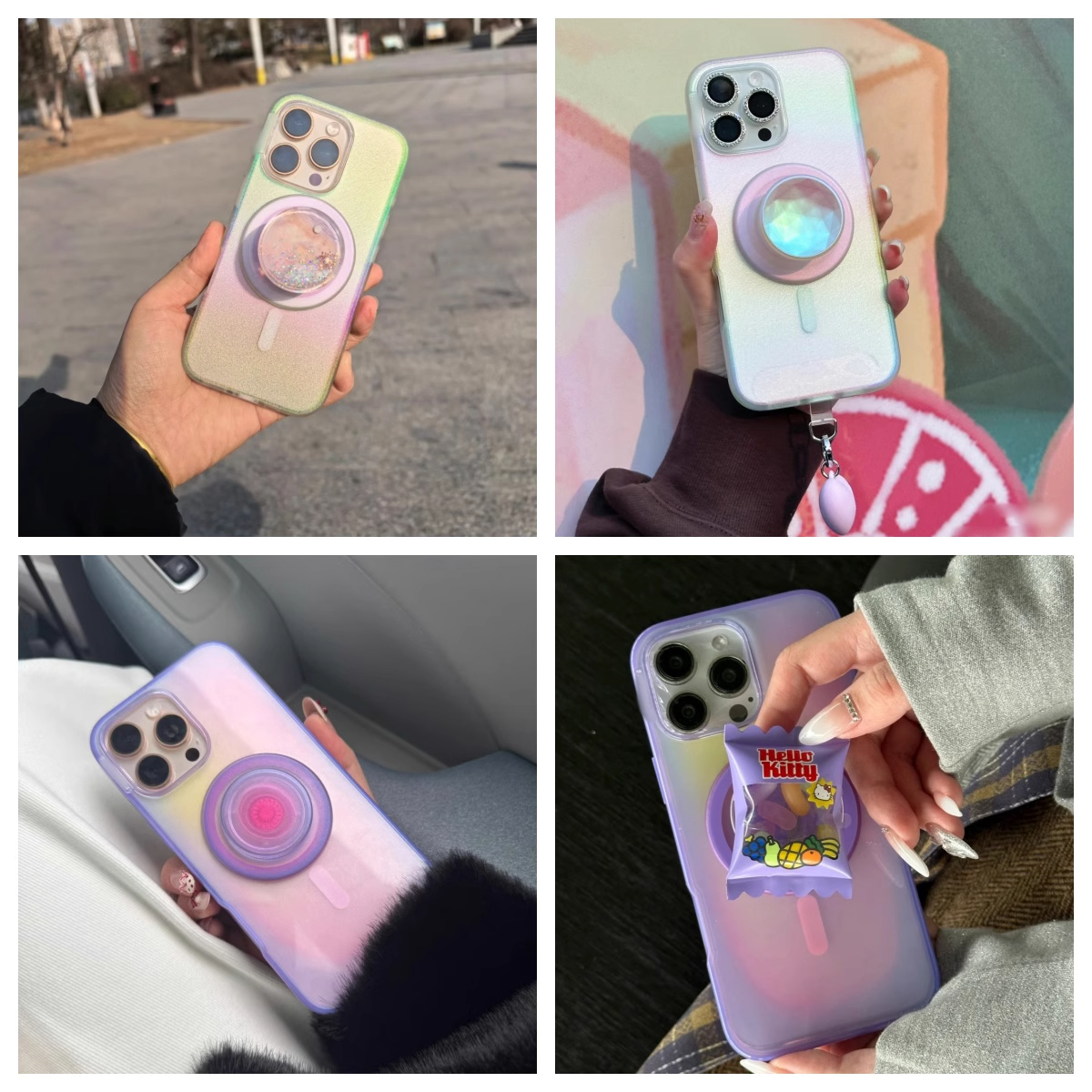 pops日出紫渐变磁吸手机壳糖果色日韩少女防摔保护套磁吸支架iphone17苹果13/14/15/16promax泡泡骚华强北壳