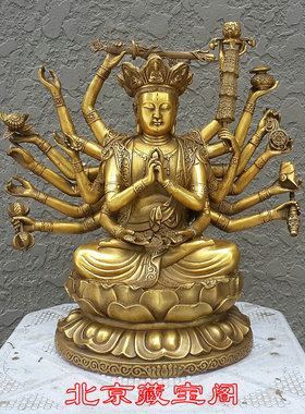 祥狮纯铜准提佛母佛像藏传密宗菩萨供奉佛堂家用客厅摆件