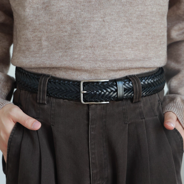 TYD光洙穿搭 男士秋冬新款皮带时尚百搭休闲真皮编织免打孔腰带