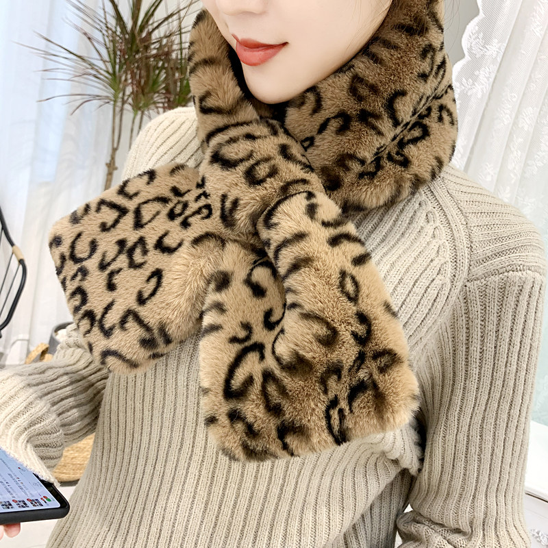 交叉围脖网红女韩版百搭豹纹毛毛领子时尚加厚冬季脖套仿皮草围巾,服饰配件/皮带/帽子/围巾,围巾/丝巾/披肩,淘宝优惠券,粉丝福利购,淘宝优惠卷