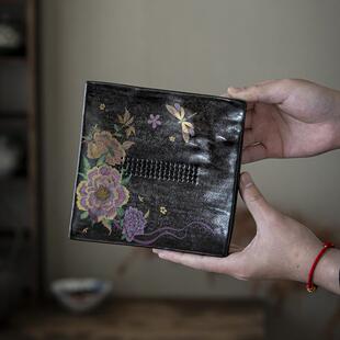 荼梦令志野烧牡丹缂丝家用方调壶承方形储水干泡茶盘